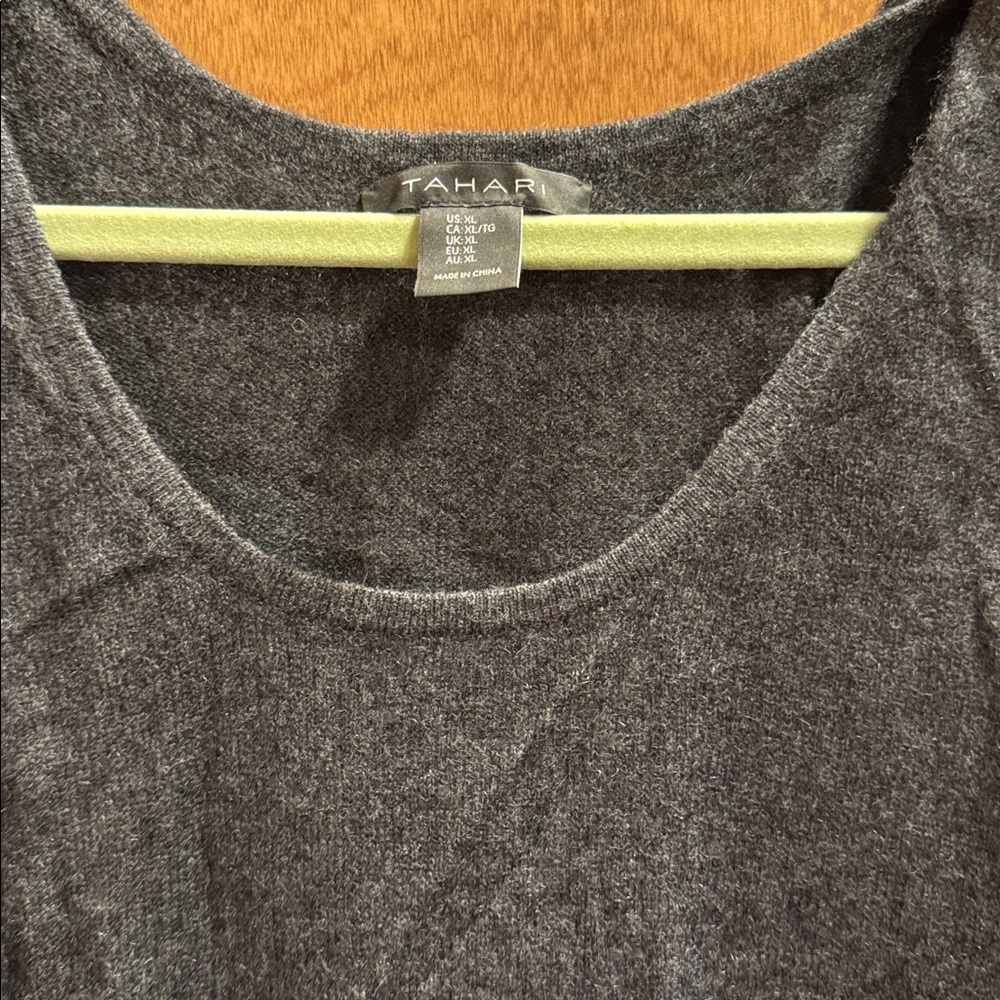 Tahari Charcoal 100% cashmere tank dress